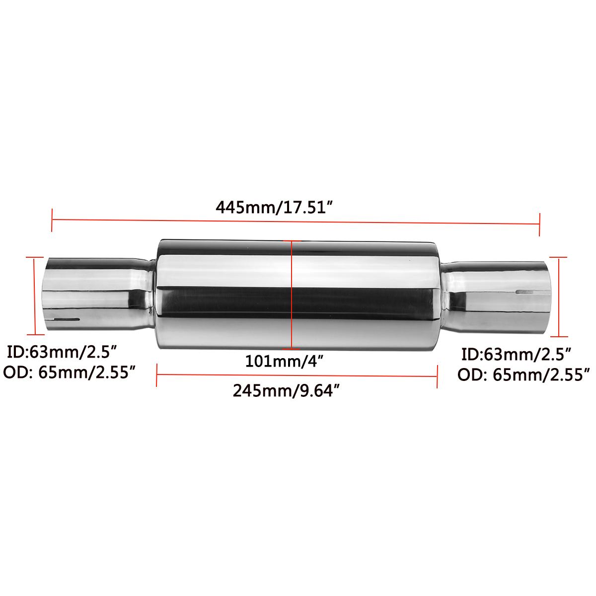 2.25 /2.5 ID Stainless Steel Exhaust Muffler Resonator Tail Tube Silencer Car Muffler Pipe Exhaust System Universal Size 1