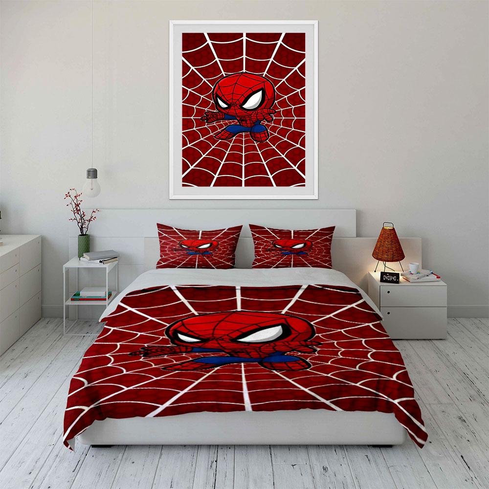 Spider-Man On Web Pattern. Bedding Sets Duvet Cover Sets Duvet Covers Pillowcases(1 * Duvet Cover 2 * Pillowcases Without Duvet Insert)