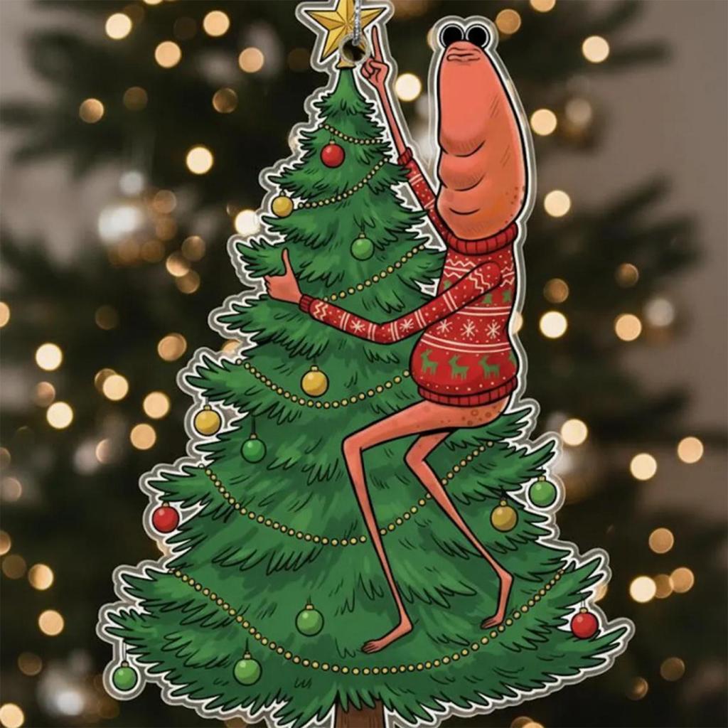 Christmas Festival Christmas Tree Pendant Fun Worm Christmas Pendant Creative Single sided Acrylic Hanging Pendant for Wall