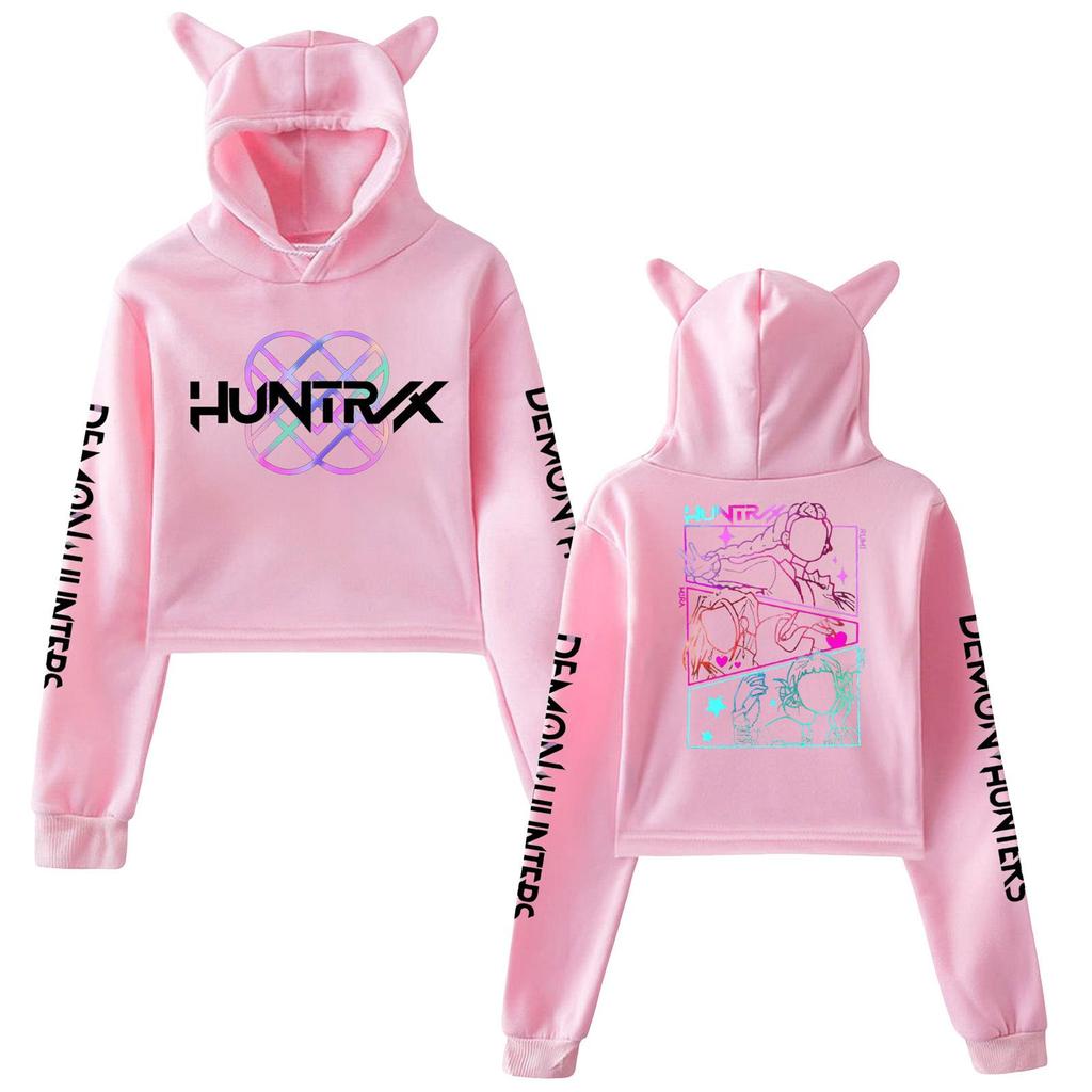 KPop Demon Hunters Hoodies Cosplay Costume Hoodies Sweatshirt for Girls Cat Ear Crop Pullover Casual Clothes