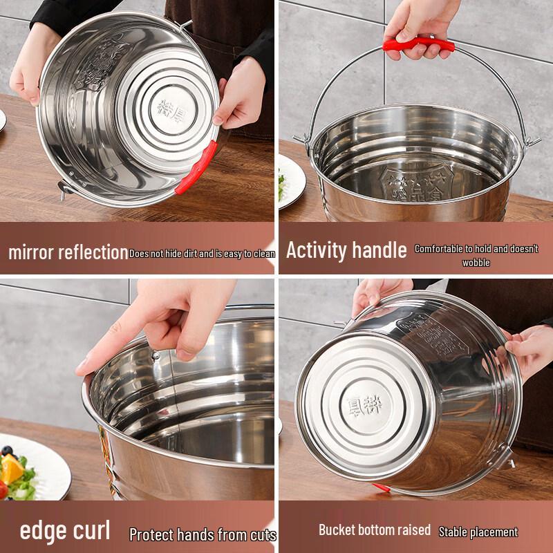 Extra Thick 304 Stainless Steel Food Grade Bucket with Lid