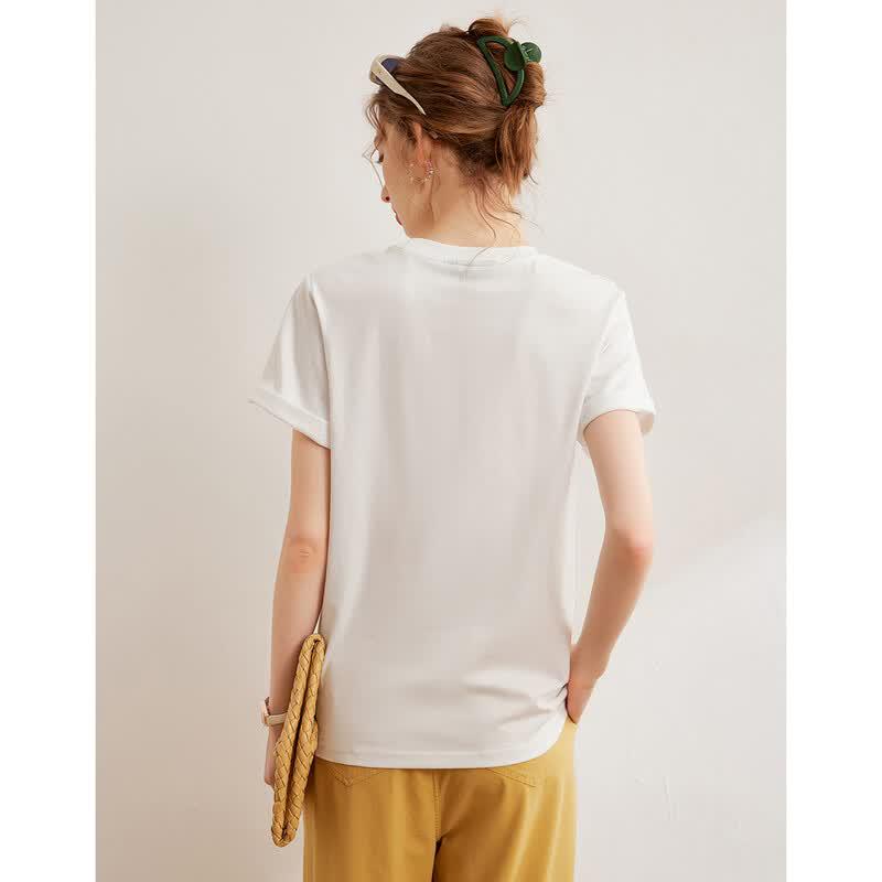 Women's Pure Cotton Letter Print Short-Sleeve T-Shirt