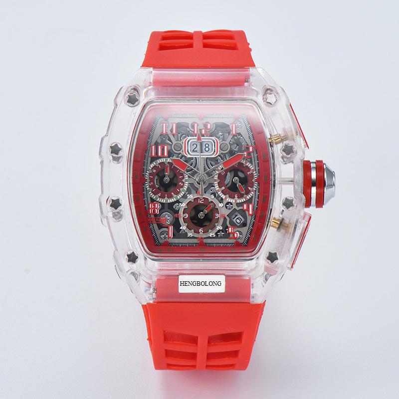 2025new Spot, Six-pin Multi-functional Running Second Engraving Hollow Quartz Watch, Unisex Watch