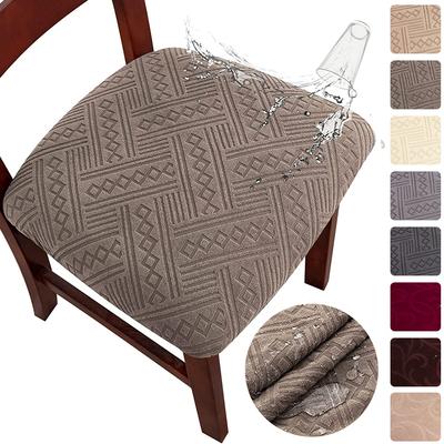 Funda impermeable para asiento de silla, funda de cojín para silla sólida de Jacquard para comedor, funda elástica para cocina, boda, Hotel y hogar