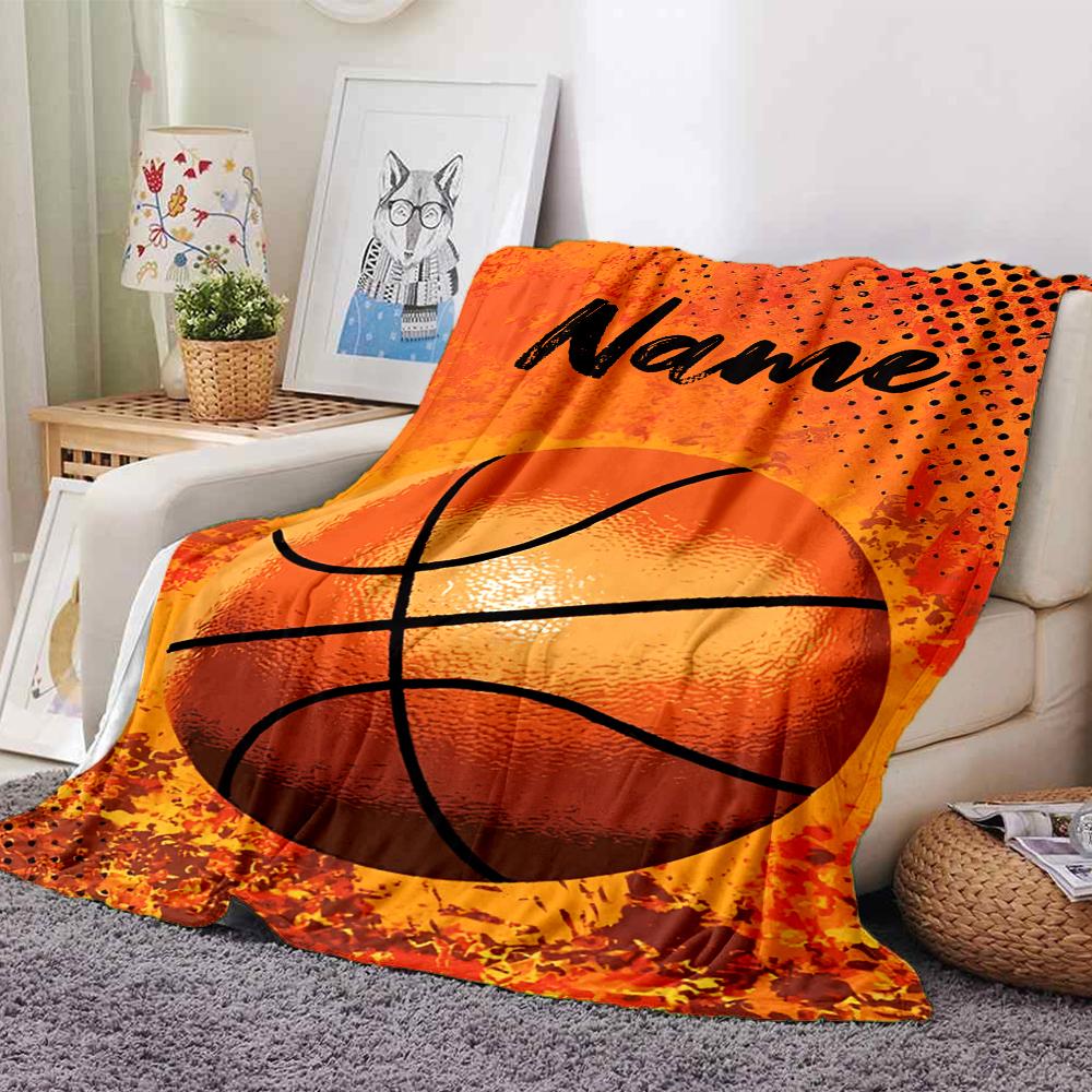 Custom Name Basketball Theme Printed Blanket - Perfect for Couch, Bed, Travel & Outdoor Use | Machine Washable, Cozy & Durable.