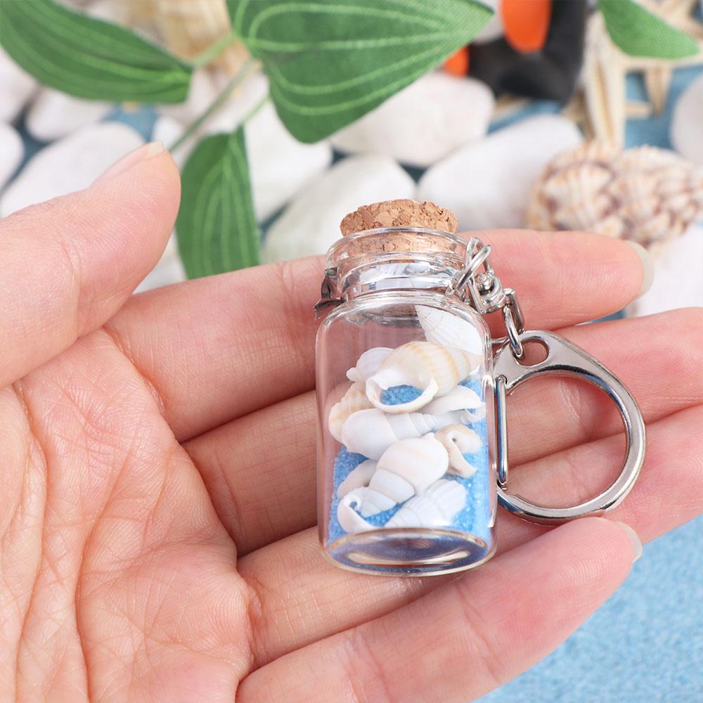 Sea Sand Drifting Bottle Keychain Conch Beach Style Keychain  DIY Handmade Jewelry