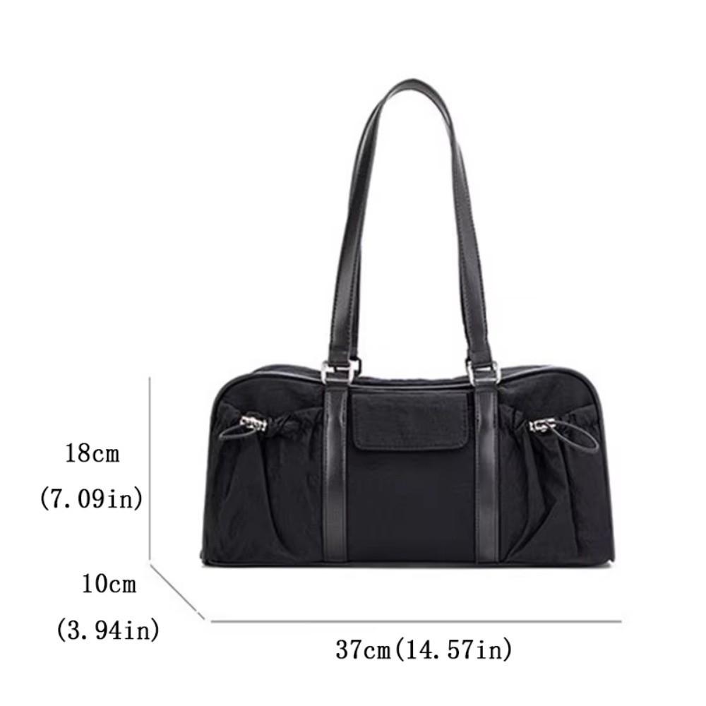 Chic Korean Style Pillow Shoulder Bag Large Capacity Vintage Nylon Underarm Bag Silver Commuting Y2K Women's Handbag Ladies