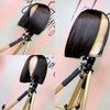 Human Hair Bob Wig 4x4 Glueless Lace Closure with Bangs Pre Plucked 150% Density 14 Inch