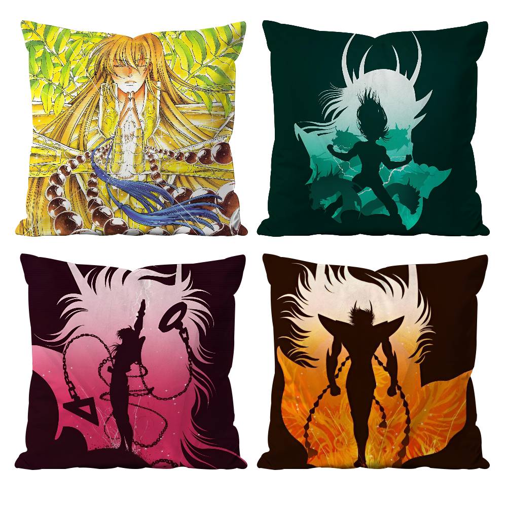 Anime S-Saint S-Seiya Pillow Case Anti-dustmite Pillowcase Invisible zipper silky short plush Sofa cushion cover