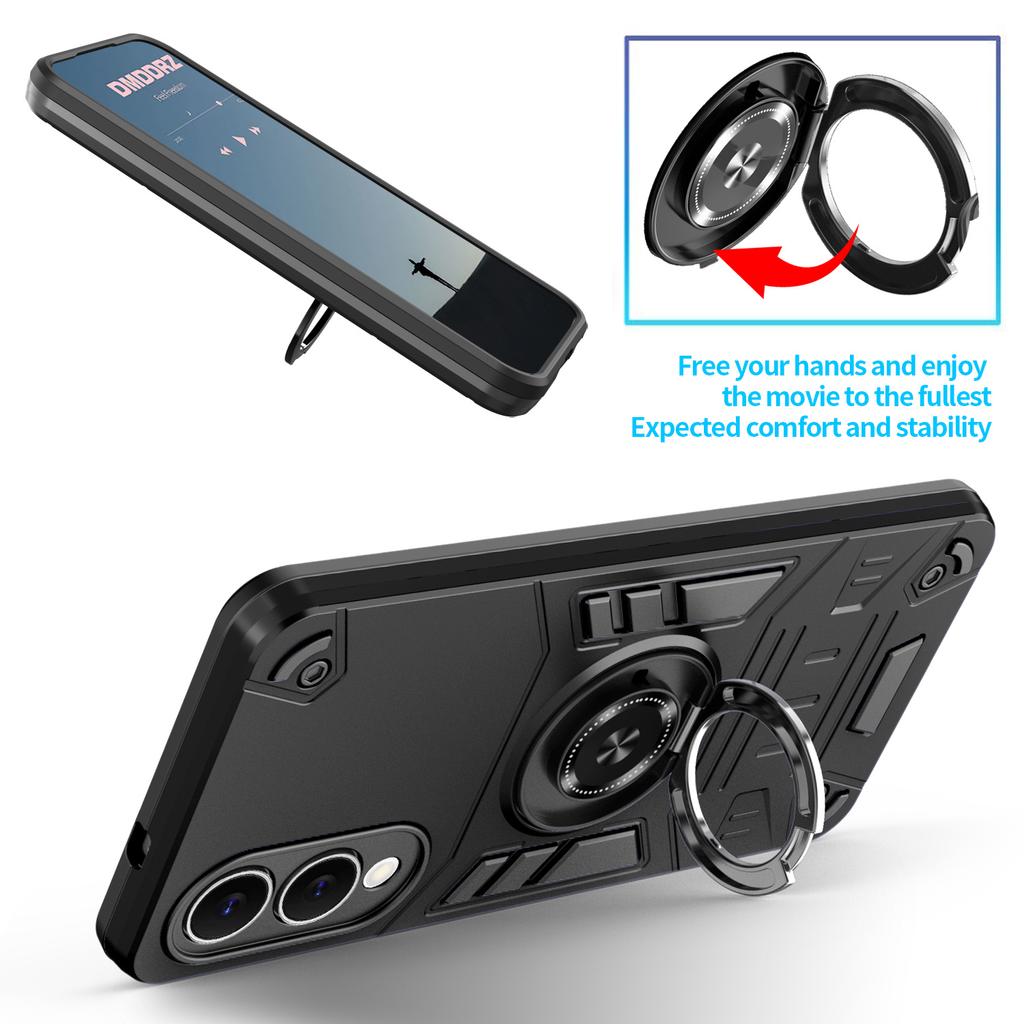 For Samsung Galaxy S25 Edge Case with Ring Holder Kickstand PC + TPU Anti-Fall Phone Cover