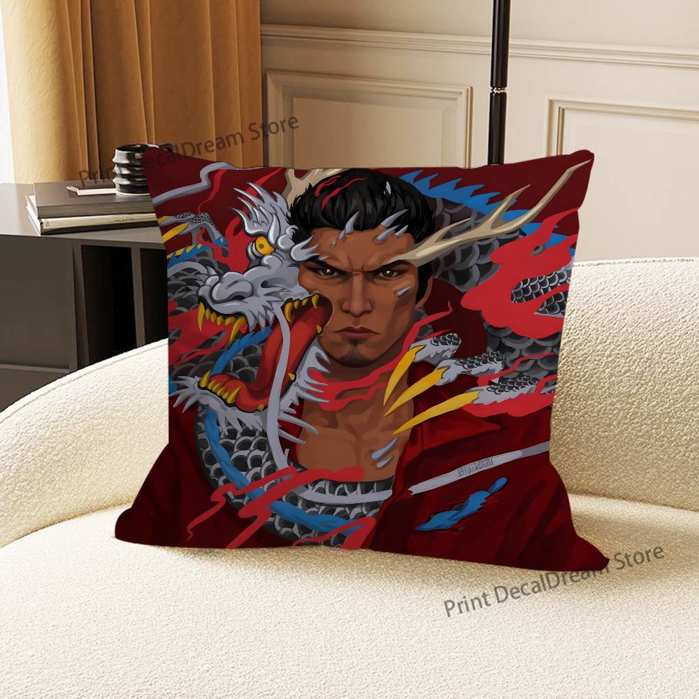 Japanese Game Y-Yakuza K-Kiryu Dragon Pillow Case For Sofa Decor Office Room Printing Cushion Cover Decorations and Protector