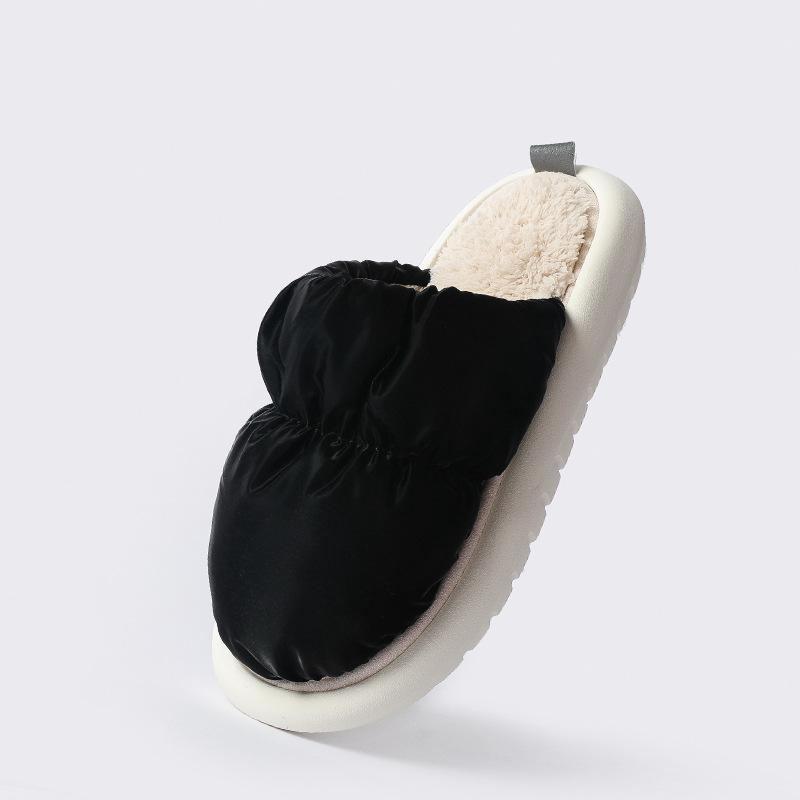 Slippers cotton slippers women wear Velcro can be torn couple thick bottom autumn and winter indoor waterproof non-slip cotton mop