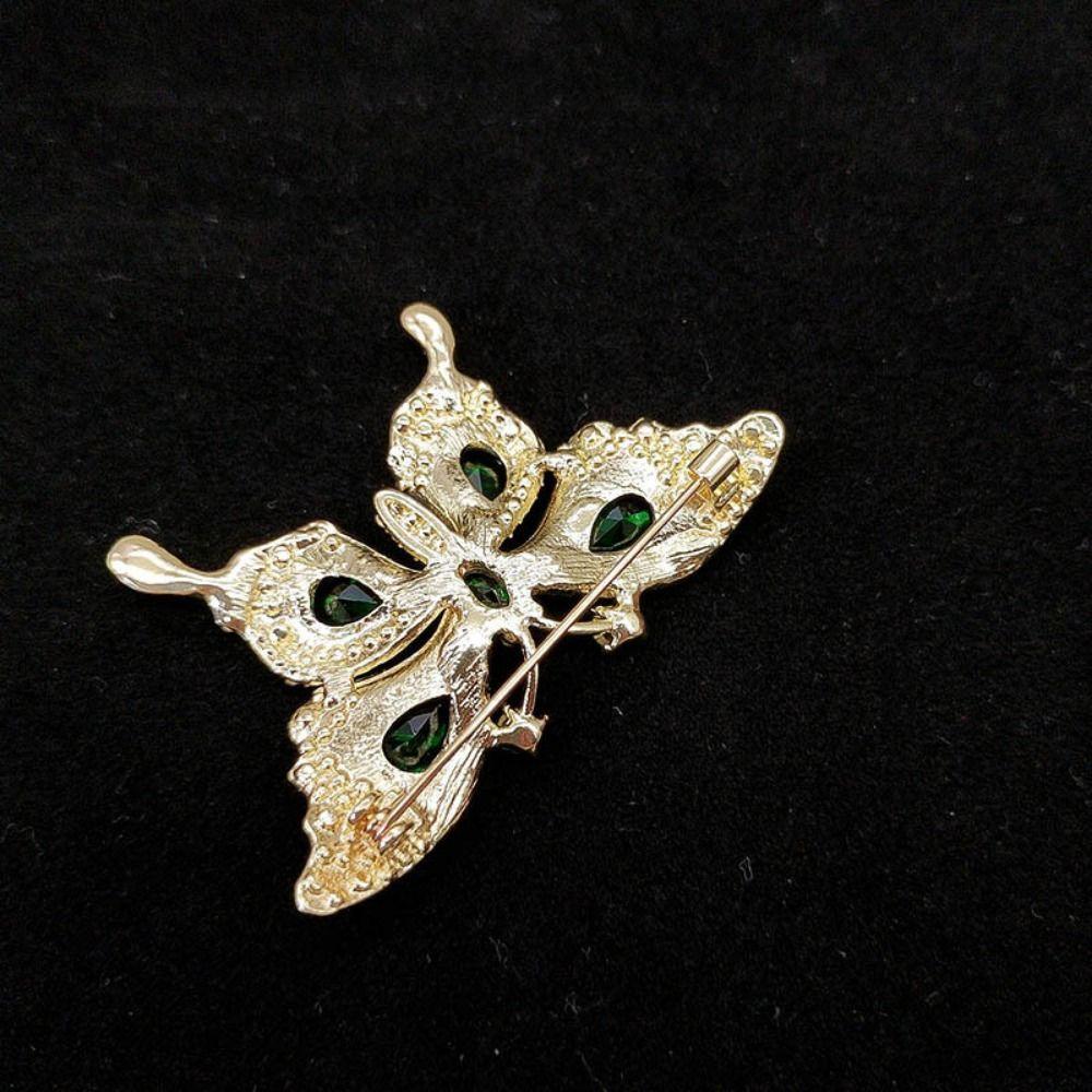 Retro Green Butterfly Suit Collar Pin Crystal Butterfly Brooches Green Butterfly Brooch  Gift