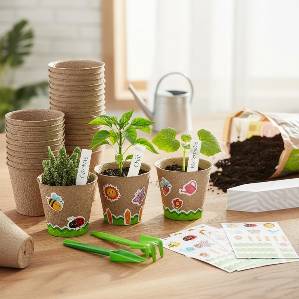 Biodegradable Pulp Seedling Cups For Kids DIY Planting Vegetable And Succulent Nursery Trays