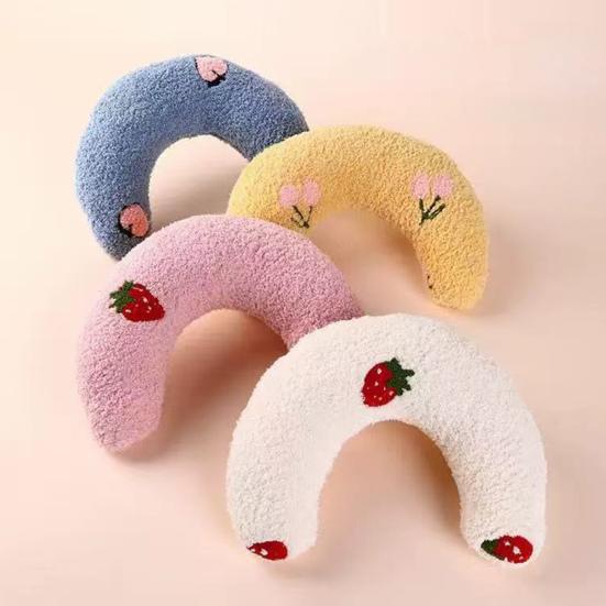 U-Shaped Pet Pillow Cat Neck Support Pillow Soft Fluffy Cat Calming Pillow with Cute Patterns Half Donut Cuddle Pillow for Cats And Small Dogs