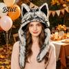 Birthday Gift for Friends Cute Plush Animal Hat Furry Cat Ear Headwear Winter Halloween Party Costume Hat Soft Warm Cap Costume Cosplay Accessories