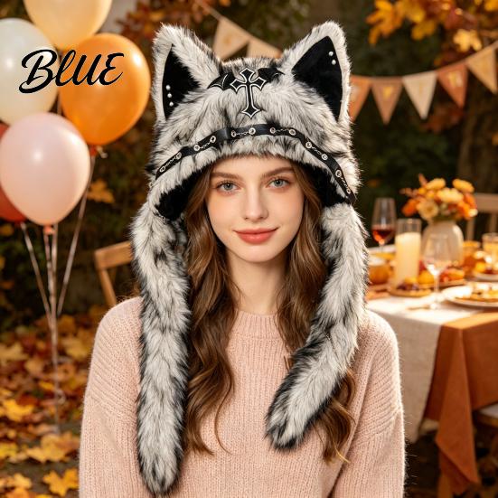 Birthday Gift for Friends Cute Plush Animal Hat Furry Cat Ear Headwear Winter Halloween Party Costume Hat Soft Warm Cap Costume Cosplay Accessories