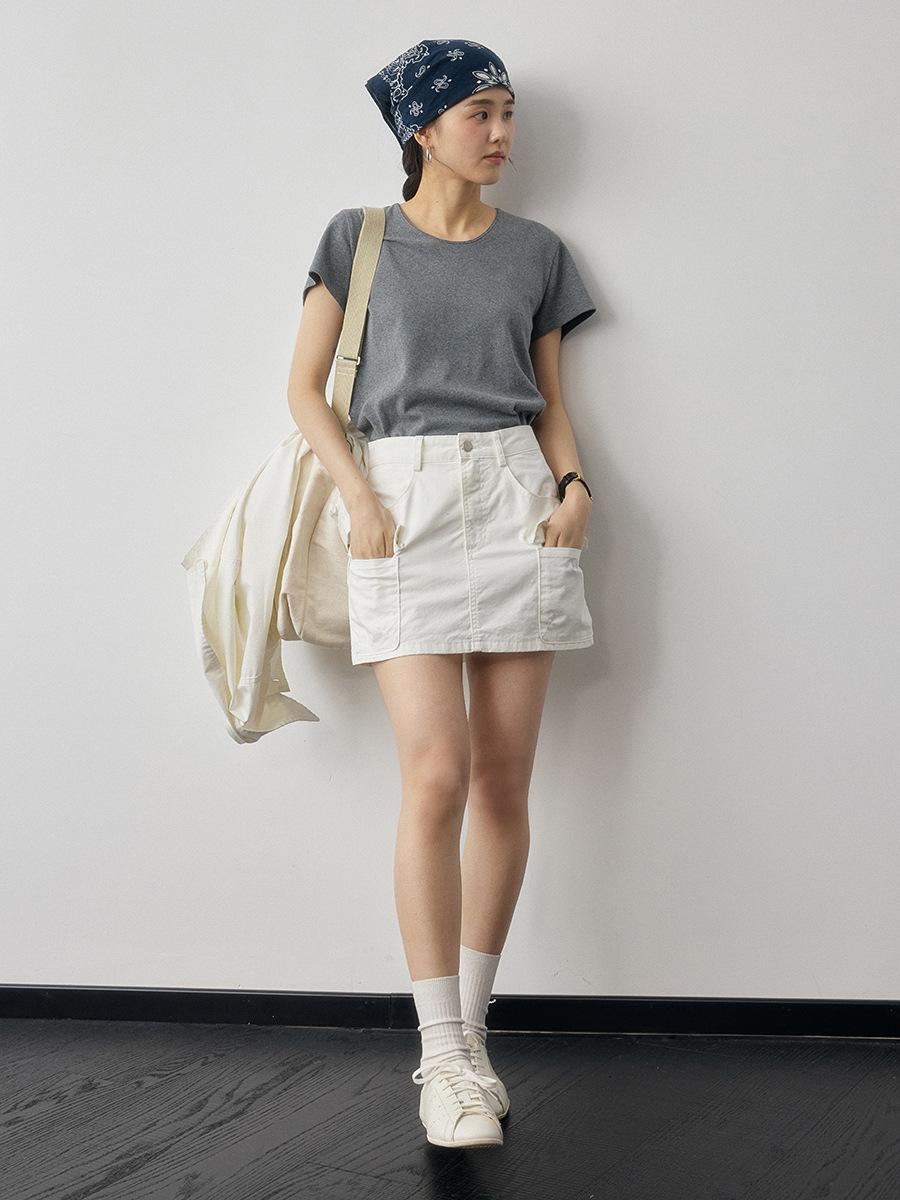 

Shi Jian 2026 Spring A-line Distressed Slimming Skirt - Trendy Core Design 60172 Medium білий