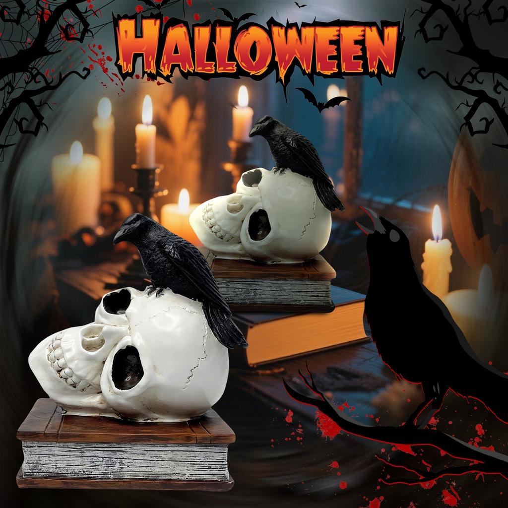 Halloween Sculpture Collectible Figurine Gothic Decoration Home Desktop Horror Atmosphere Decoration Resin Crafts Ornament