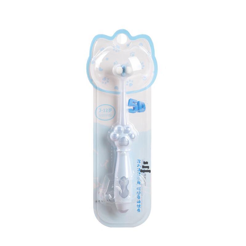 Kids' Soft Bristle 3-Sided Toothbrush with Cat Paw Design