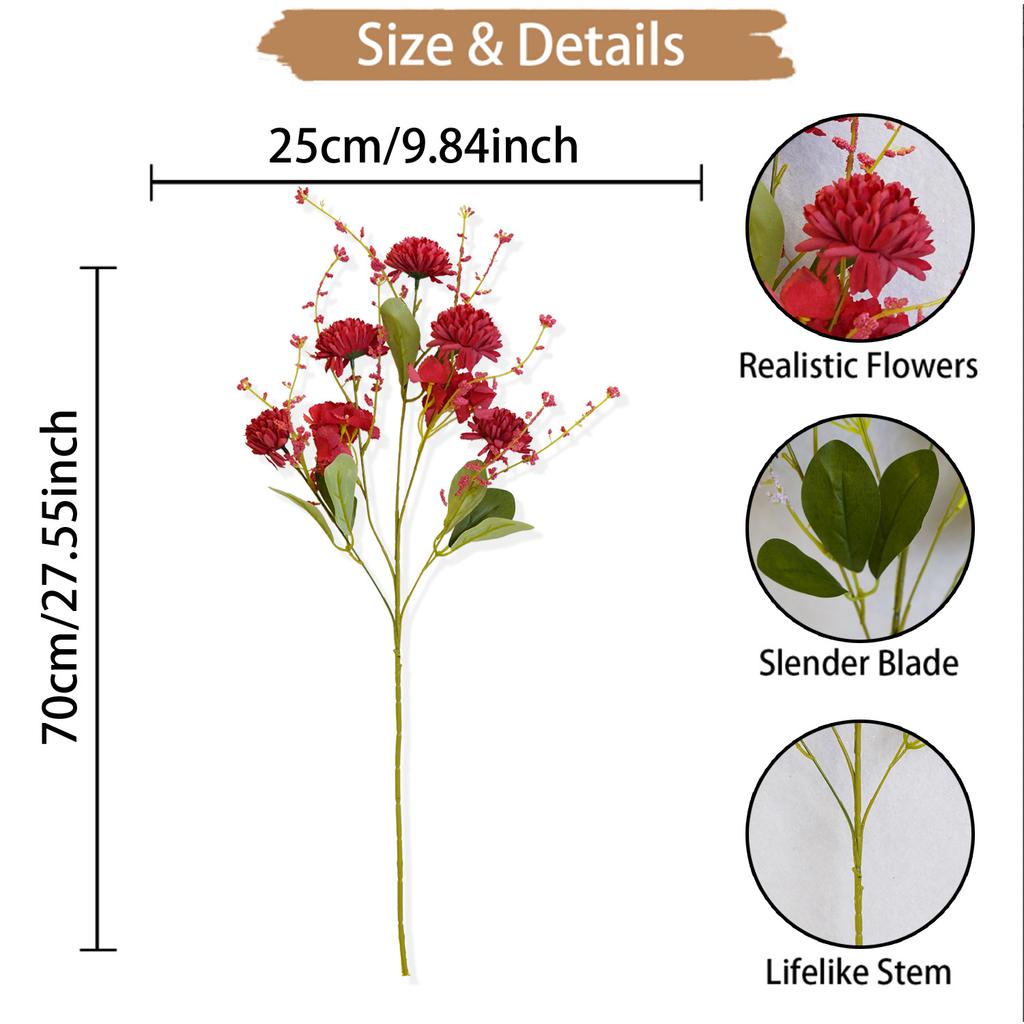 Simulation Flower 5 Pronged Spherical Chrysanthemum, Artificial Simulation Green Plant Wedding Wedding Hall Floor Arrangement Flower Silk Flower