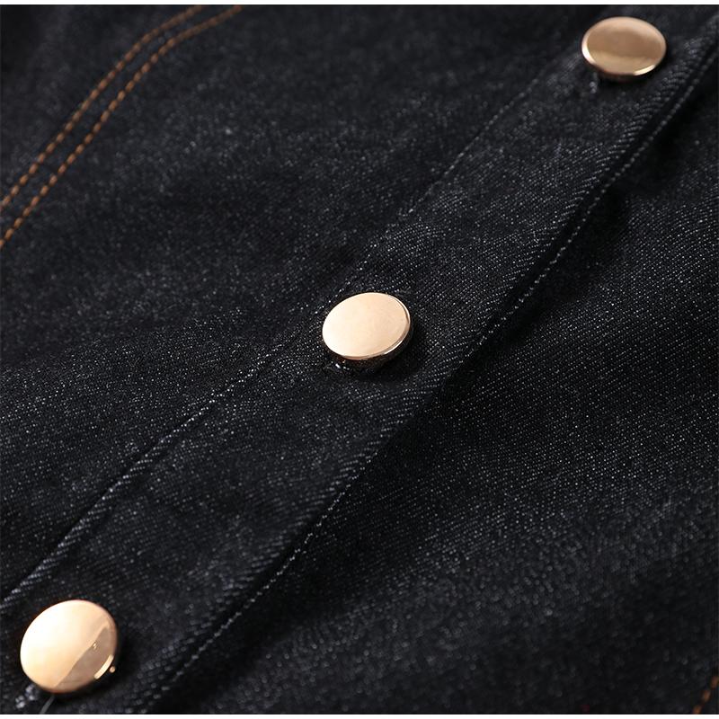 Polo Neck Slim Denim Shirt Woman Thin Long Sleeve Jcaket Commute Solid Color Short Top Simple Casual Blouses Spring and Summer New Fashion