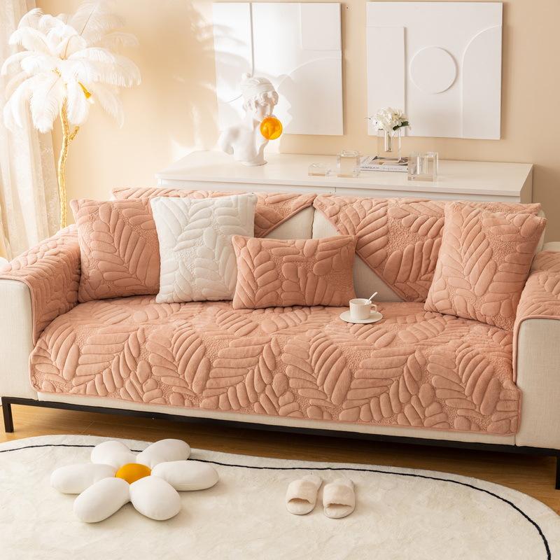 Short Plush Foliage Sofa Cover for Living Room Non-Slip Soft Thicken Sofa Towel Mat L Shape Couch Slipcover Protector Home Decor