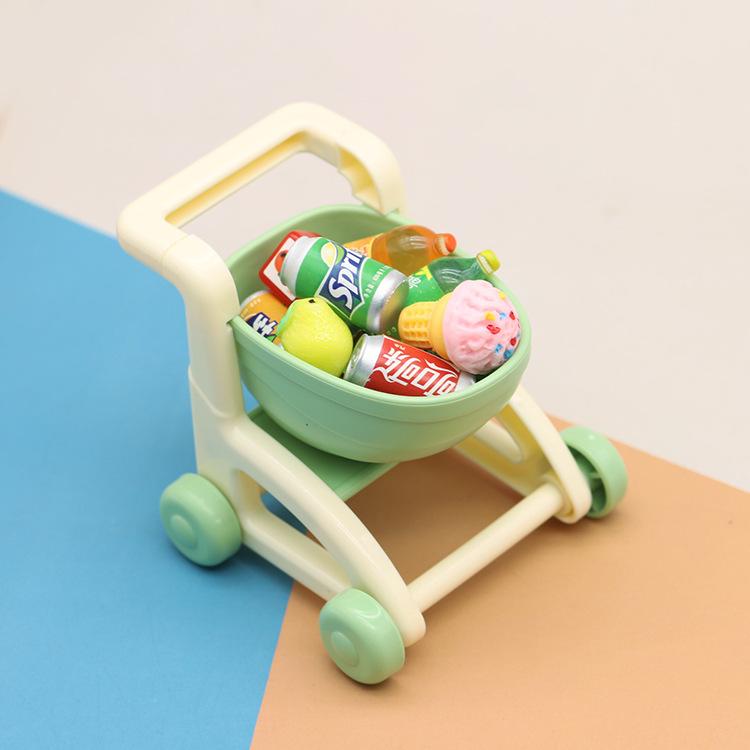 Children'S Trolley Simulation Mini Shopping Cart Supermarket Toy Cart Playing House Boys And Girls Creative Model Ornament
