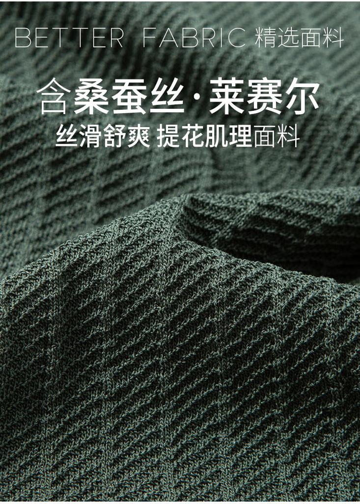 Light Luxury Silk & Silk Slippery Lyocell Summer Jacquard Texture Flip Collar Short Sleeve T-shirt Polo Shirt for Men