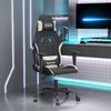 Gaming Chair with Massage Function Black and Cream Fabric