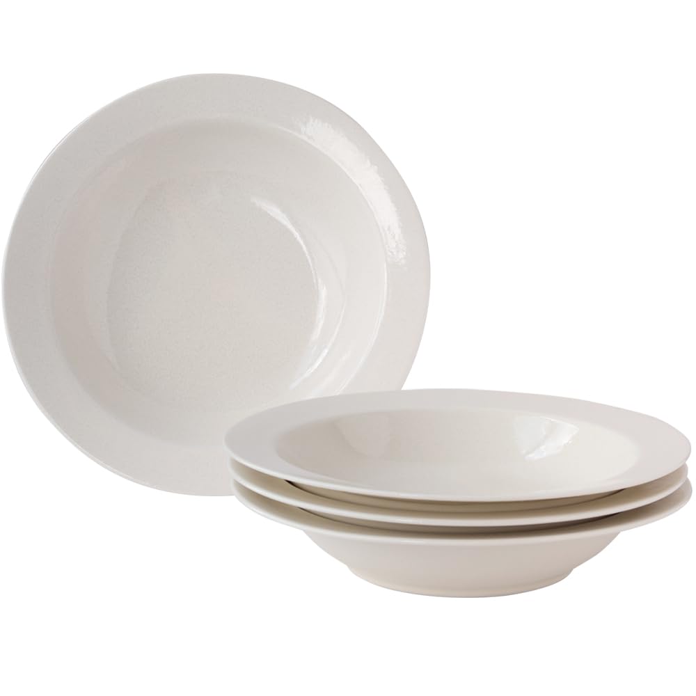 

Dolce duo Curry Plates, Pasta Plates, Soup Plates, White and Ivory Rimmed Plates, Set of 4, Gift Idea, Solid Color, Made in Japan, DAM-249