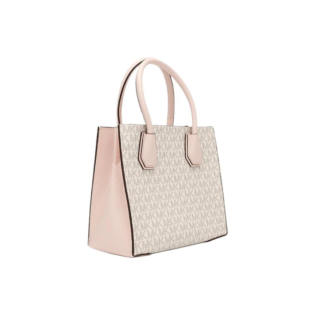 Michael Kors MK Mercer Klassische Monogramm-Farbblock-Leder-Faltenbalg-Schultertasche Crossbody-Handtasche Mittelgroß Damenhandtaschen 35S1GM9M2B-POWDER-BLUSH