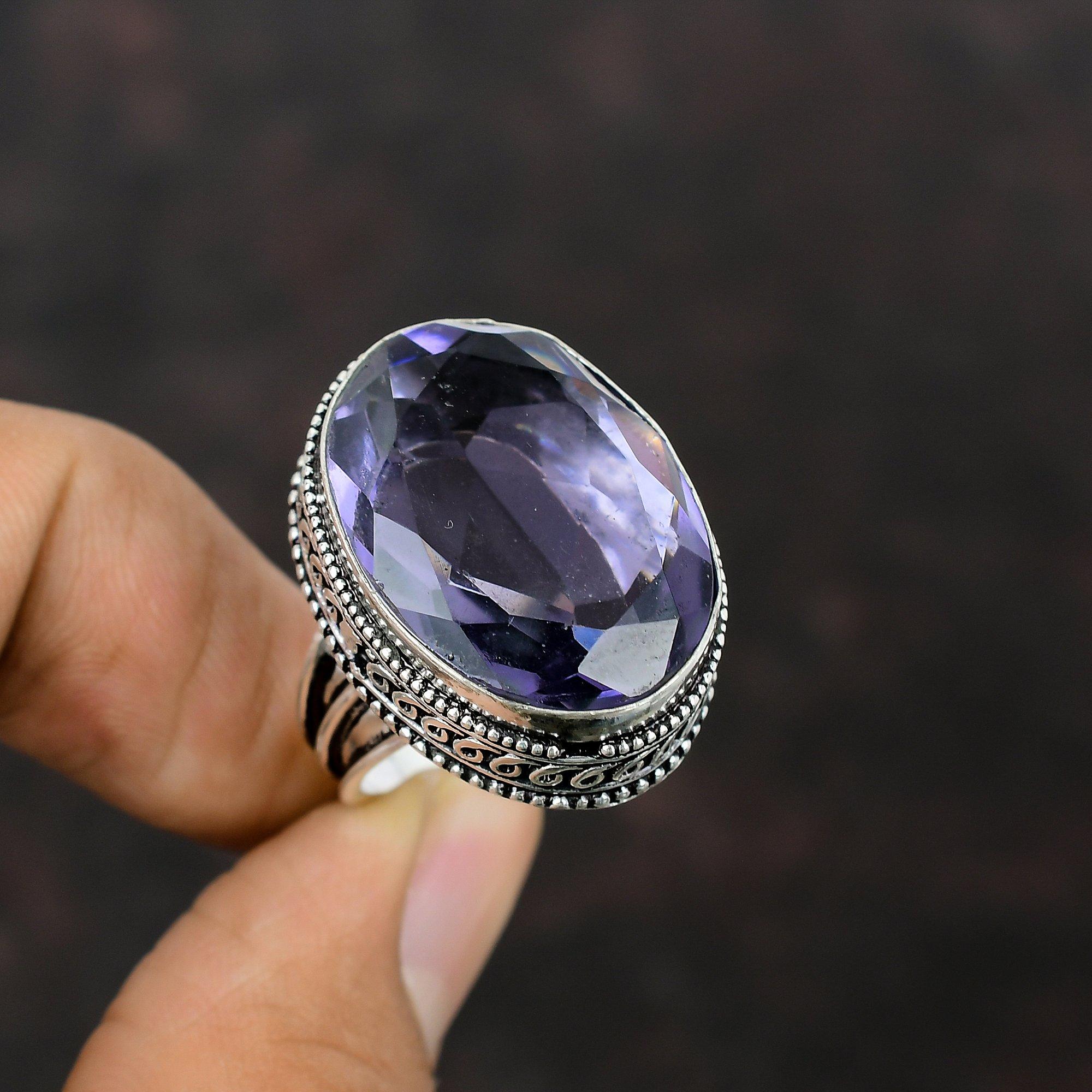 

Кольцо с ограненным африканским аметистом Кольцо из стерлингового серебра 925 пробы Ручной работы Антикварное кольцо Красивое украшение с драгоценным камнем Винтажное кольцо Регулируемое Adjustable