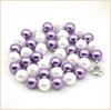 Colar de Contas de Pérola de Vidro Redondas de 10mm Branco Roxo Cor Dupla Adorno de Pescoço Mulheres Meninas Presentes para Design de Fabricação de Joias