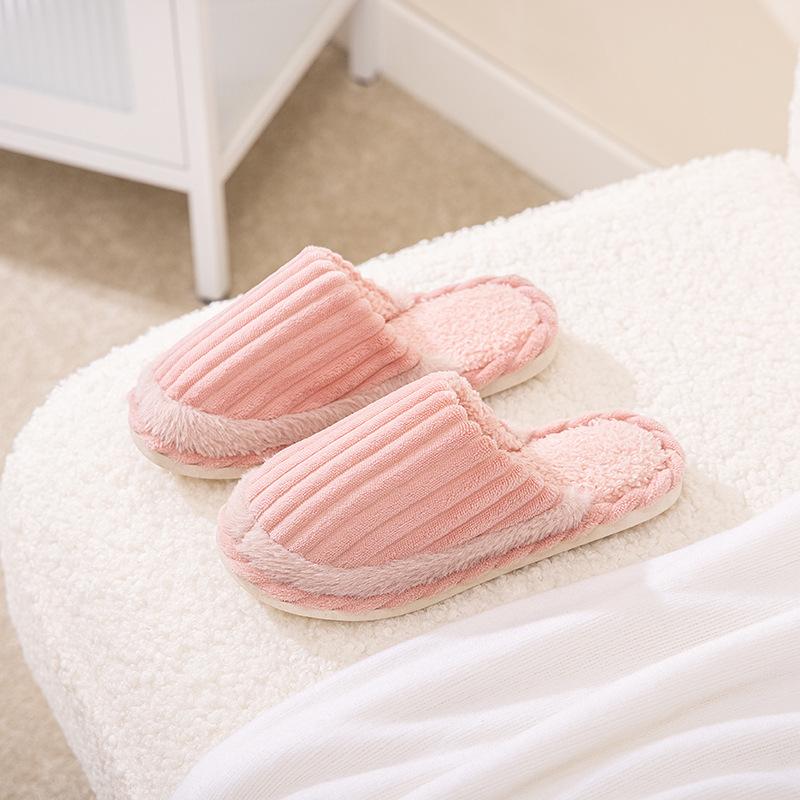 Qidashun Home Cotton Slippers Autumn and Winter Warm Cotton Drag Couple Home Fluffy Slippers Non-slip Warm