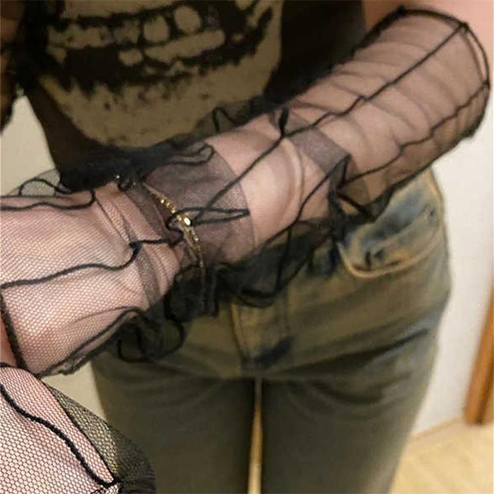 1 Pair Women Sexy Elastic Sleeve Driving Gloves Long Fingerless Fishnet Arm Sleeve Mittens Covered Summer Sunscreen Lace Gloves