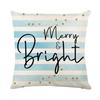 Christmas Pillow Cover Linen Printed Blue Stripe Home Sofa Cushion Cover Pillow Cover