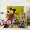 Cartoon M-Masha and the B-Bear Throw Flannel Fluffy Soft Blanket Warm Skin-Friendly Throw for Sofa Bed Office Nap Winter