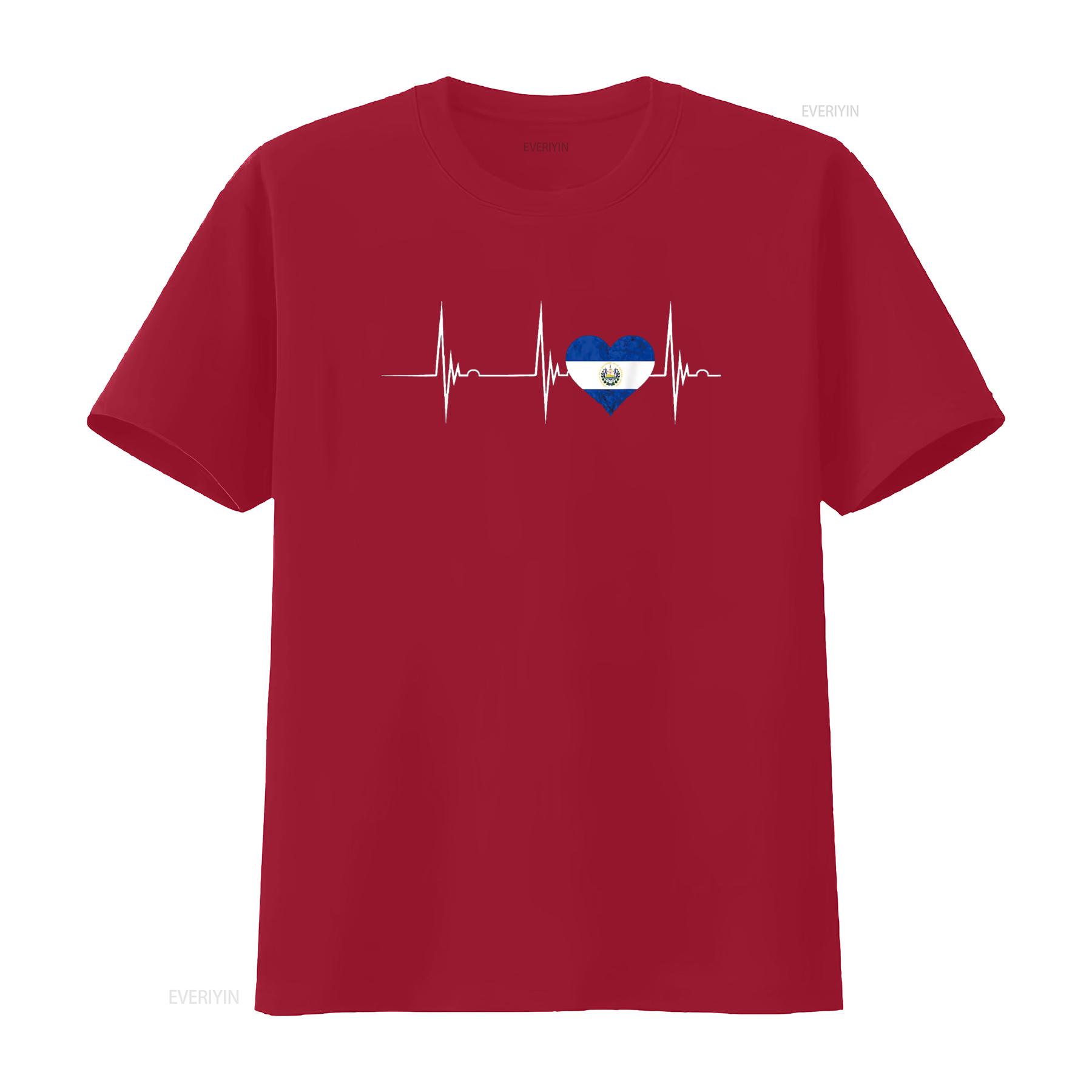 El Salvador Heartbeat Pulse EKG Salvadorian Heart Flag T Shirt vintage Washed Soft Top For Everyday Wear Stretched Stylish S