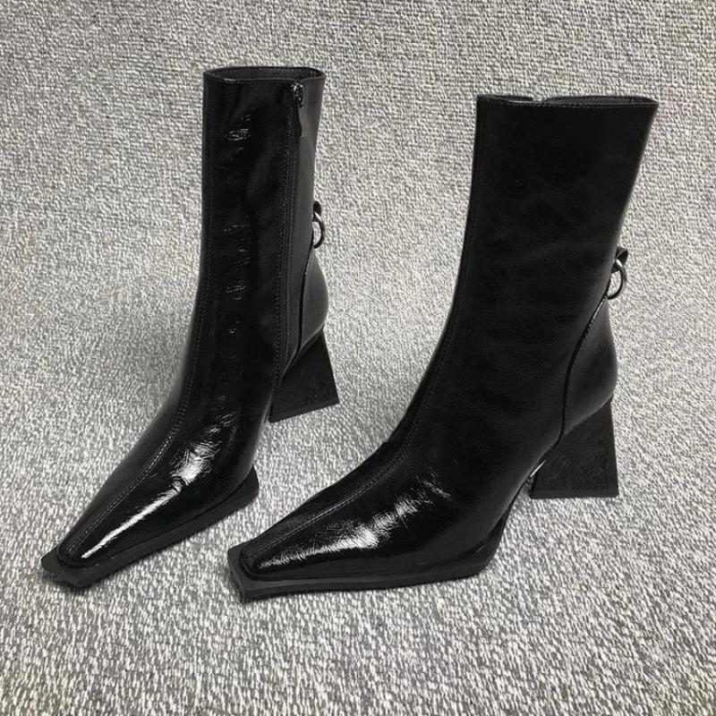 Fashion Autumn/Winter New Style Luxury Small Square Head Thick Heel Short Boots High Heel Shoes Trendy Boots Fashion Boots Zapatos Mujer