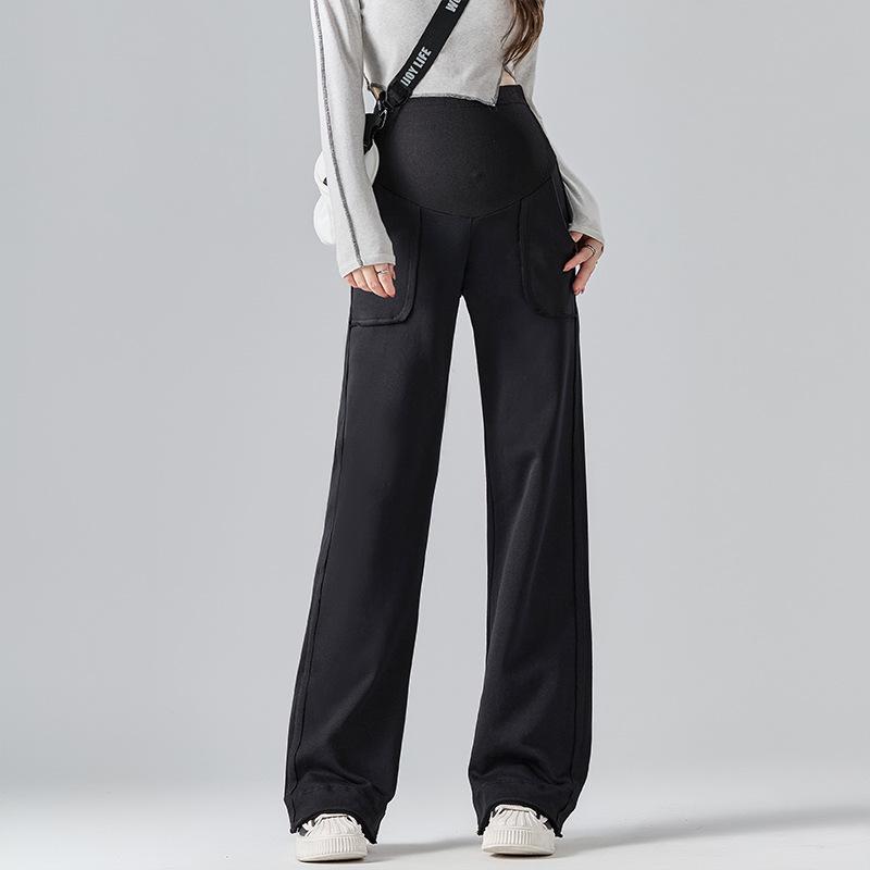 High-Waisted Maternity Wide-Leg Patchwork Pants - Autumn/Winter 2025 Collection Large