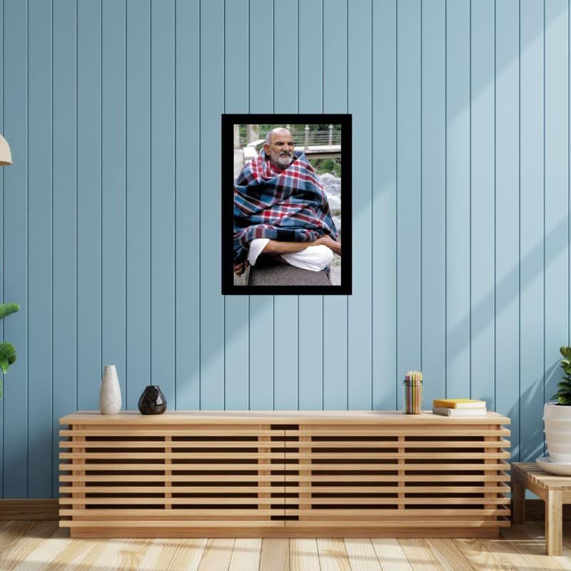 Neem Karoli Baba Photo Frame, Medium Size, Tabletop or Wall Mount, Graceful Smile Image-8x12 inch