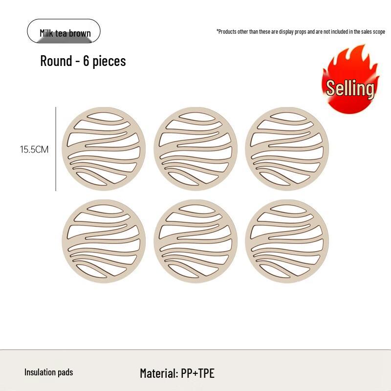 UFORU Series Round Anti-Slip Coasters - 6 Pcs