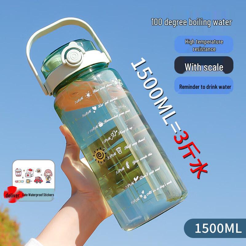 ZISIZ Large Capacity Water Bottle with Straw