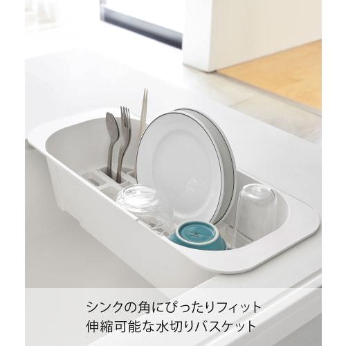 Yamazaki Industries Expandable Dish Drainer Basket, Aqua, White, 3228