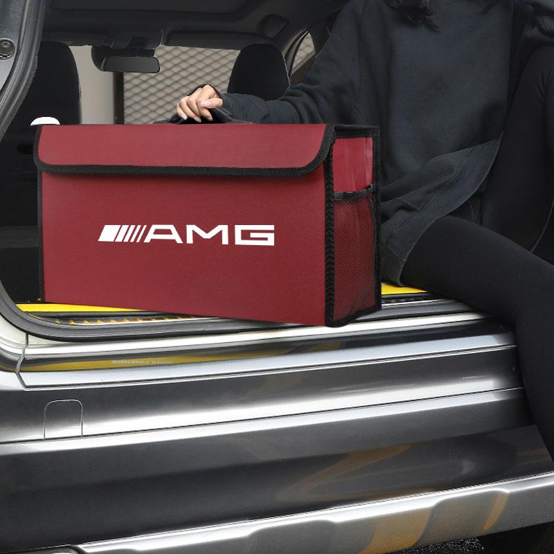 Car Trunk Leather Storage Box Auto Interior Organizer Valve Cap For Mercedes Benz AMG A B C E G CLA W203 W204 C260 E300L A200L G