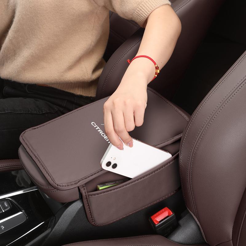 Car Armrest Box Pad Center Console Protective Cover With Storage Pocket For Citroen C4 C3 C5 C1 C2 Berlingo Celysee Cactus