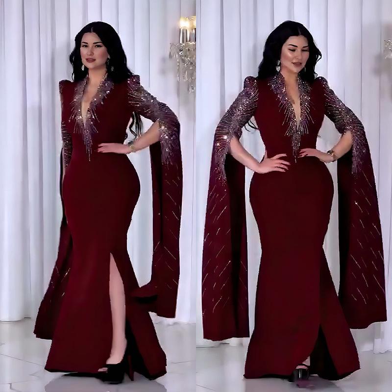 Europäische und amerikanische Damenbekleidung leichter Luxus High-End Modekleid heiße Diamanten Promi-Stil enges Kleid 9026