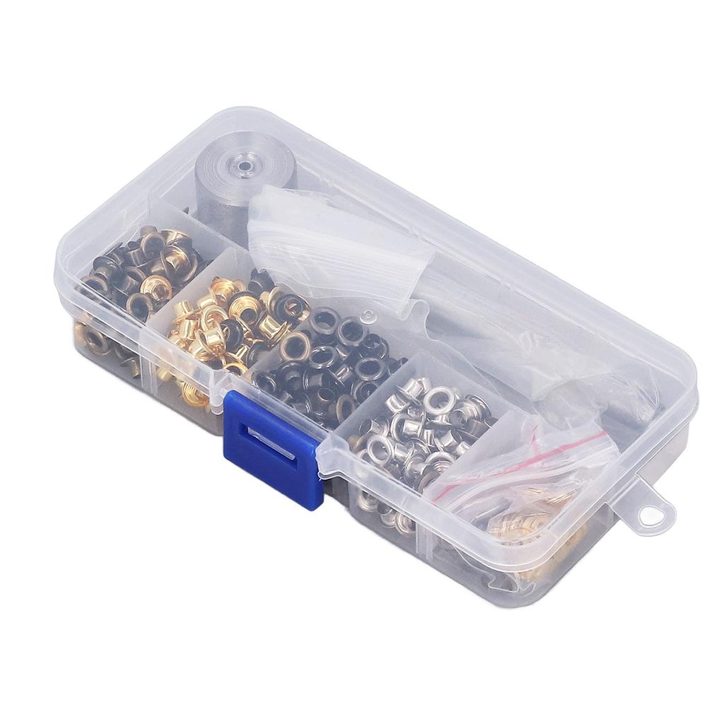 3.5mm Grommet Tool Kit Multicolor DIY Decorations Eyelet Grommet Kit with Transparent Storage Box