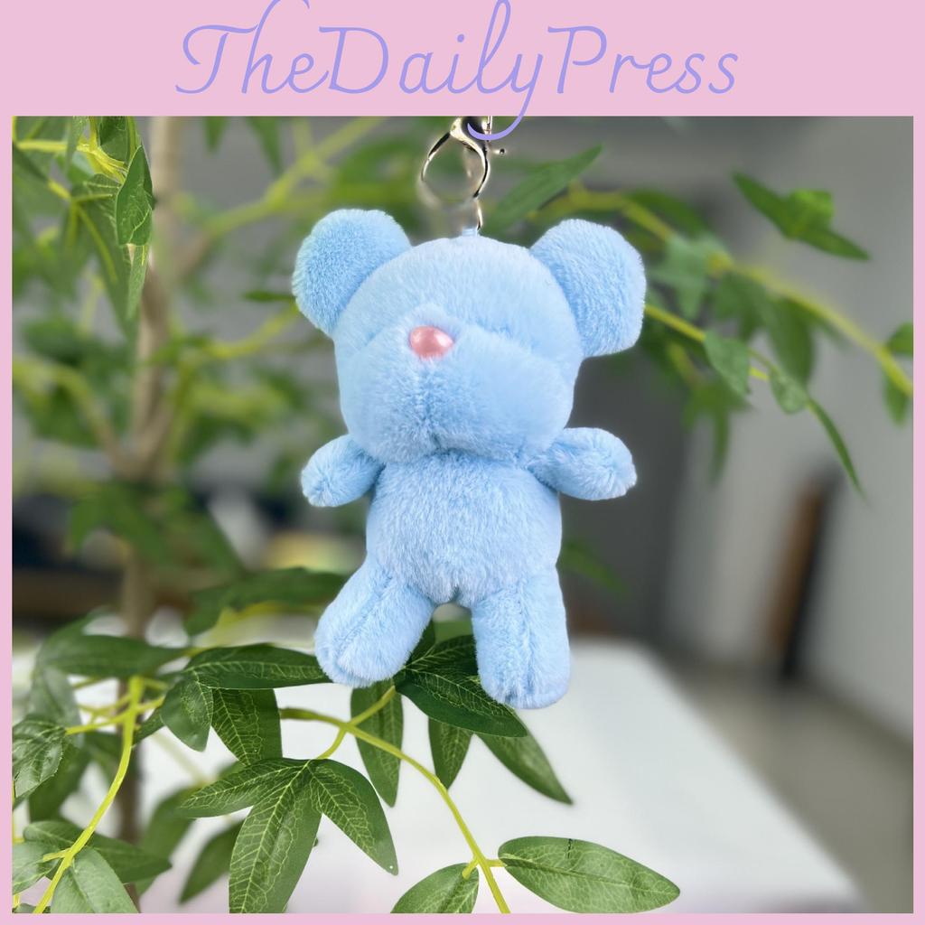 Animal Plush Cute Bear Keychain Toy With Soft Fabric And Colorful Beads For Gifts